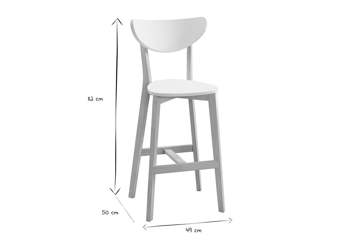 Set di 2 sgabelli da bar scandinavo bianco e legno 75cm LEENA