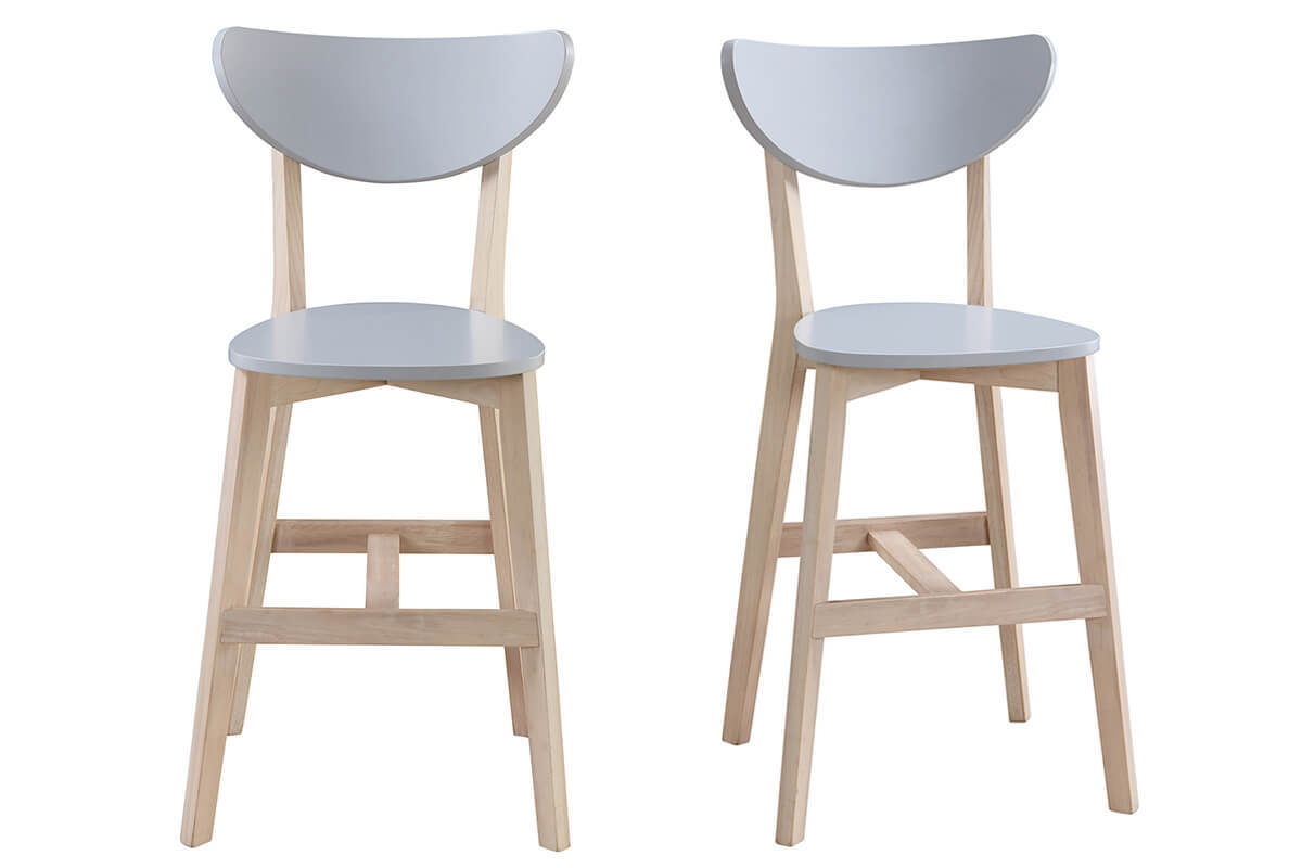Set di 2 sgabelli da bar scandinavo grigio e legno 65cm LEENA