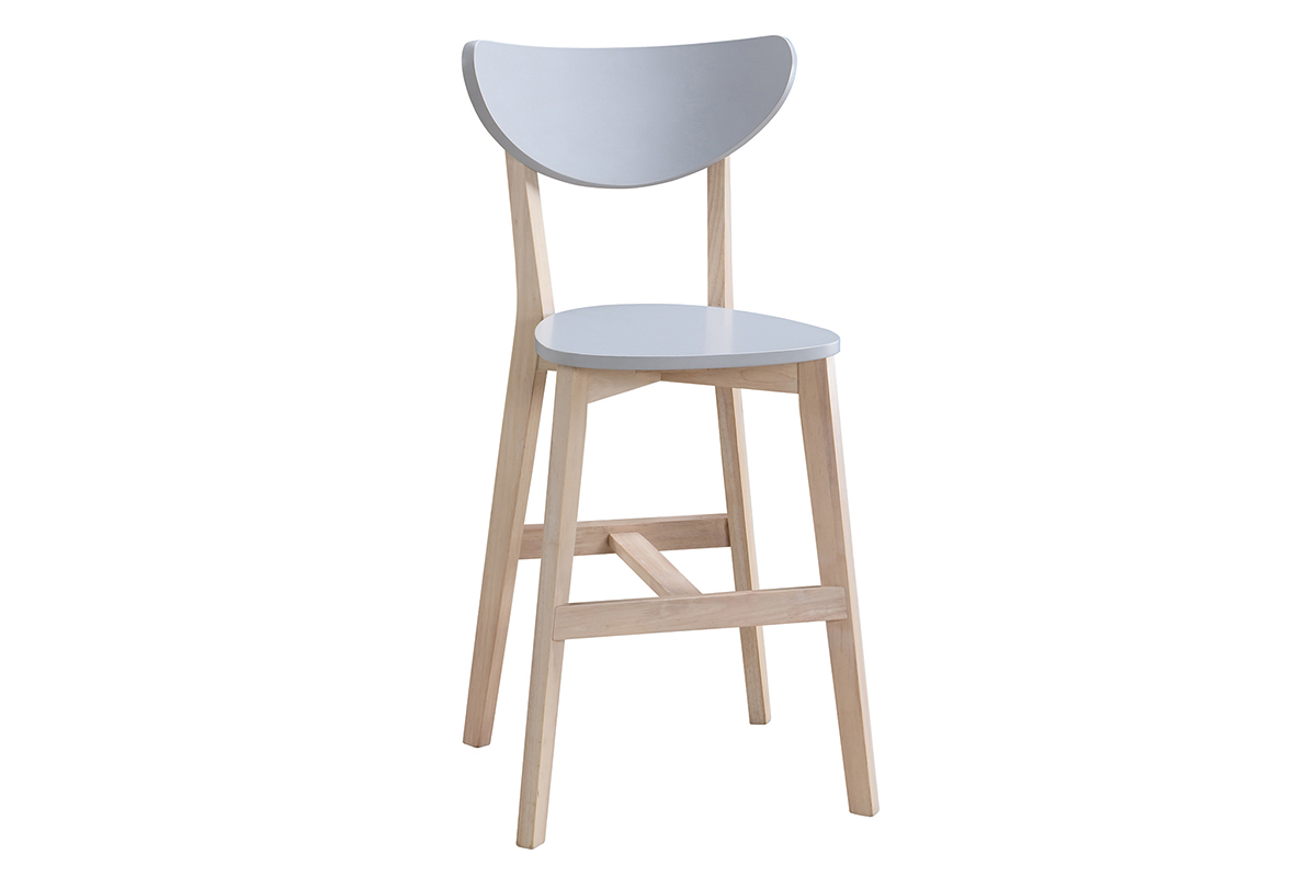 Set di 2 sgabelli da bar scandinavo grigio e legno 65cm LEENA