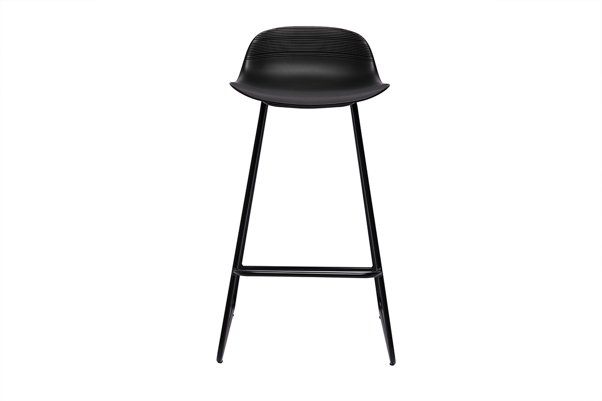 Set di 2 sgabelli da bar sedile nero base nero H65 cm ELLA