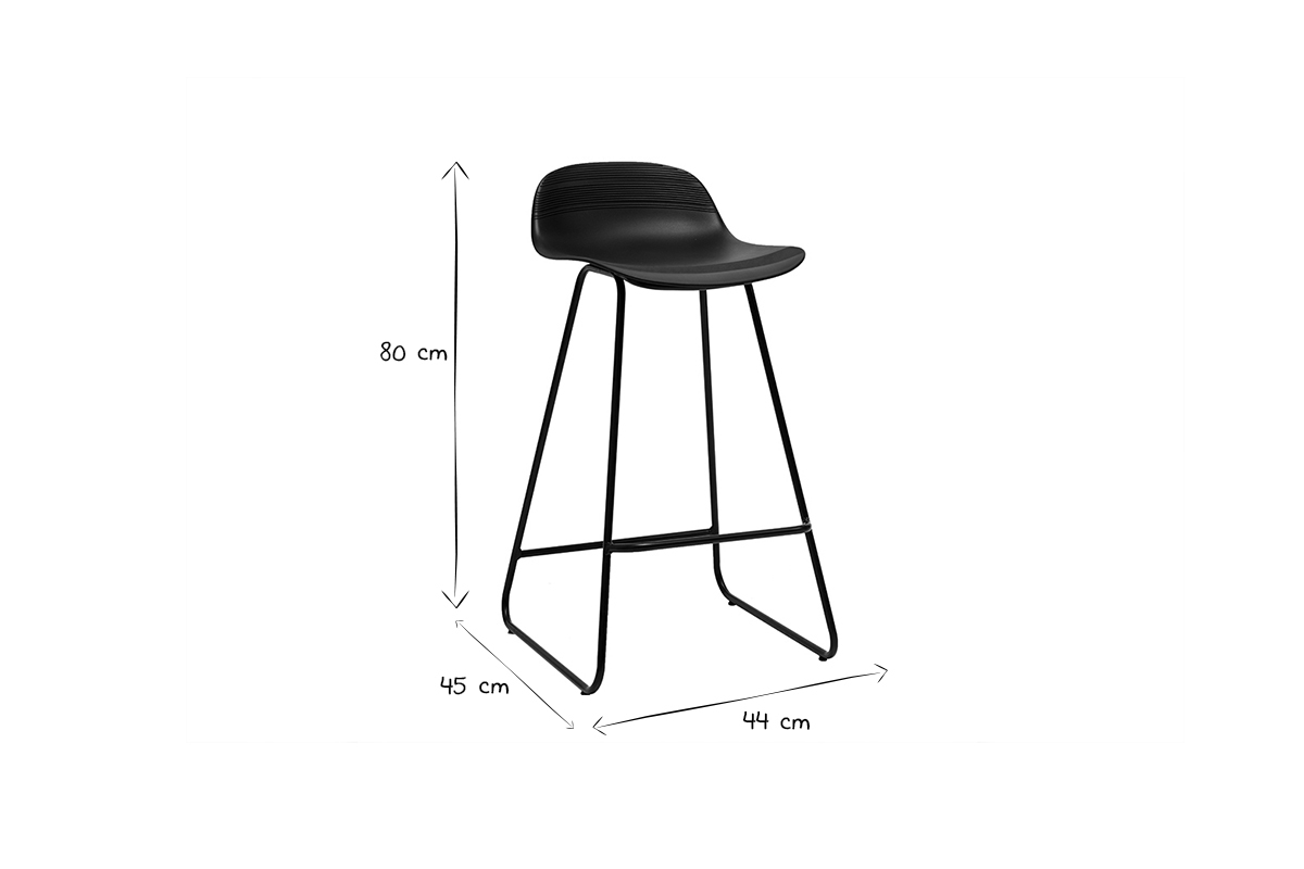 Set di 2 sgabelli da bar sedile nero base nero H65 cm ELLA
