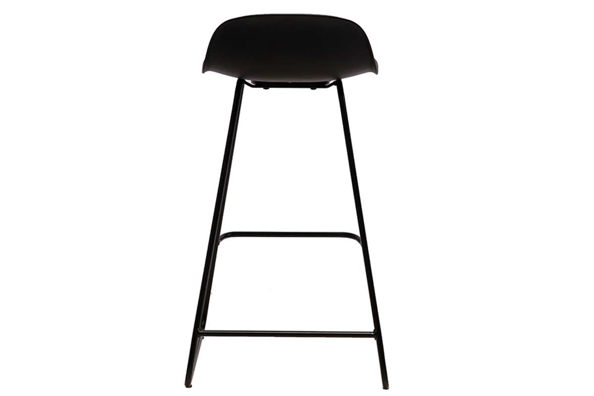 Set di 2 sgabelli da bar sedile nero base nero H65 cm ELLA