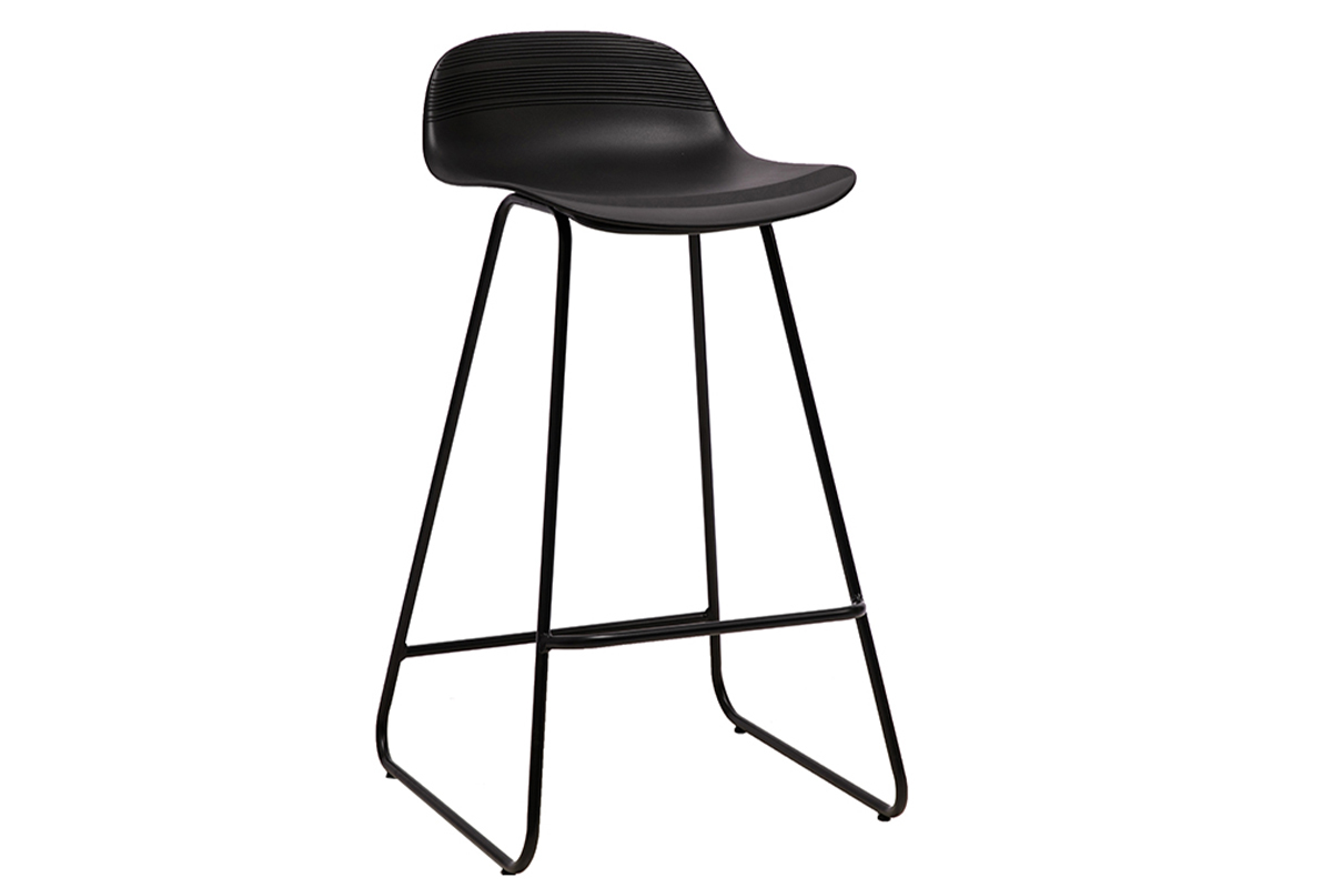 Set di 2 sgabelli da bar sedile nero base nero H65 cm ELLA