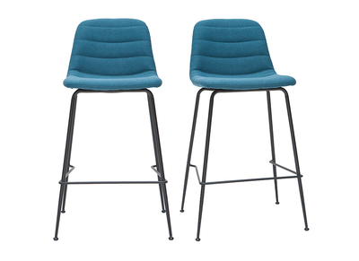 Set di 2 sgabelli da bar tessuto e metallo blu anatra 65 cm SAURY