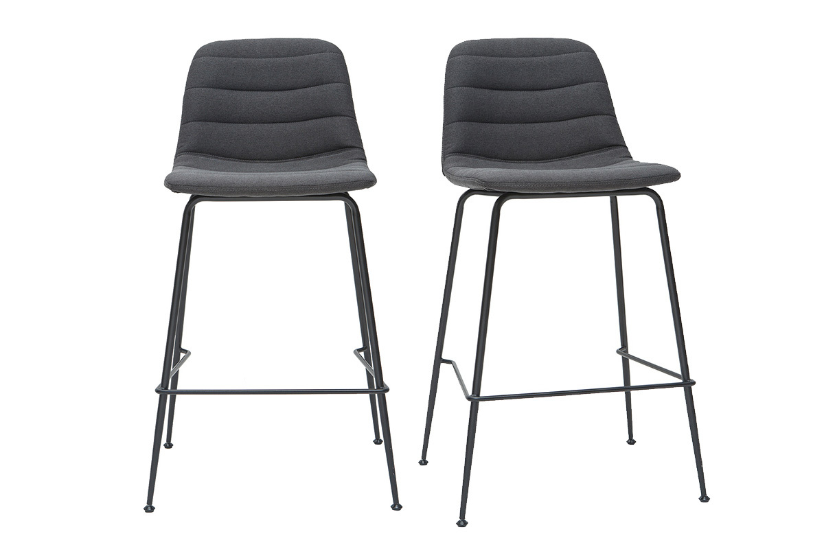 Set di 2 sgabelli da bar tessuto e metallo grigio scuro 65 cm SAURY