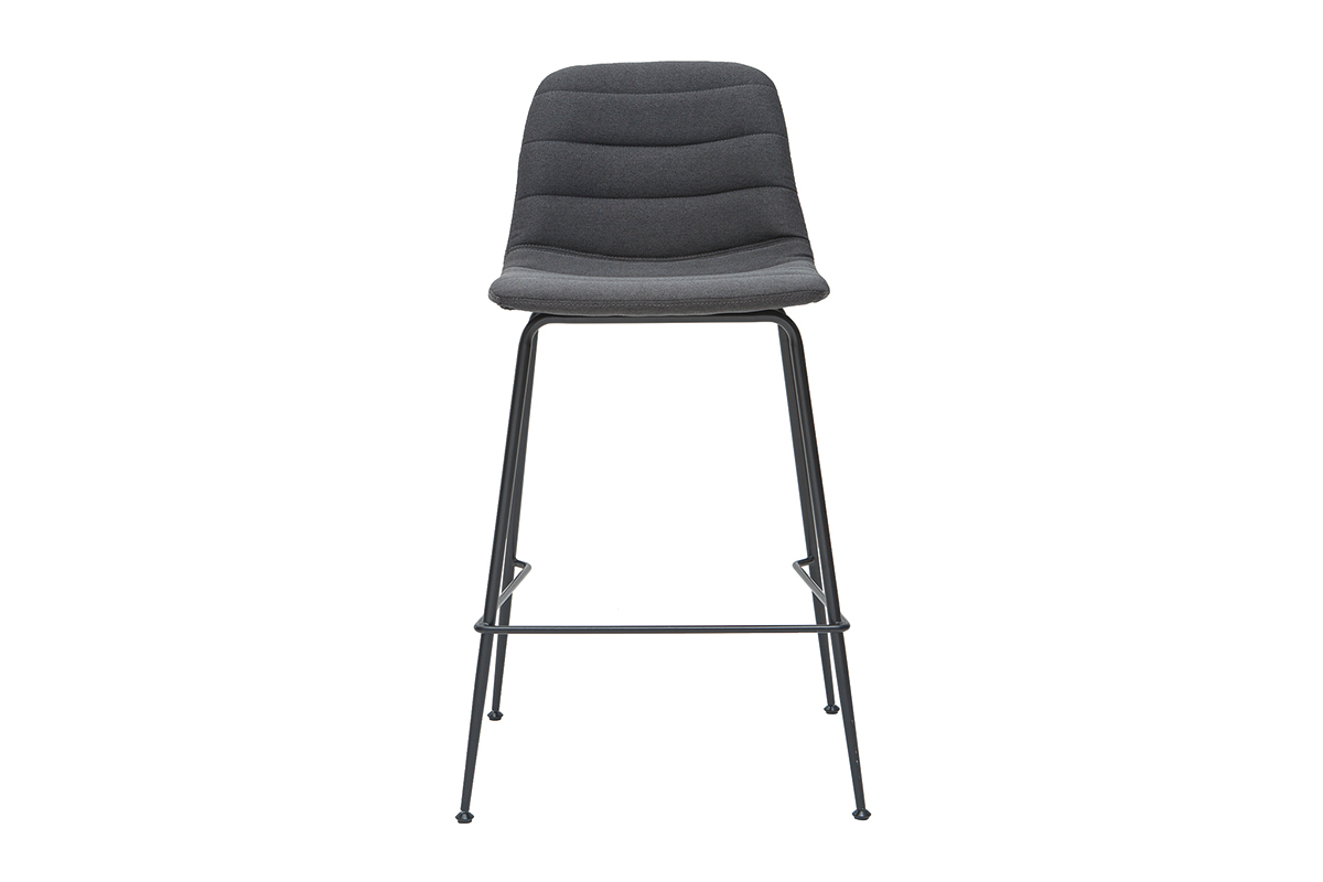 Set di 2 sgabelli da bar tessuto e metallo grigio scuro 65 cm SAURY