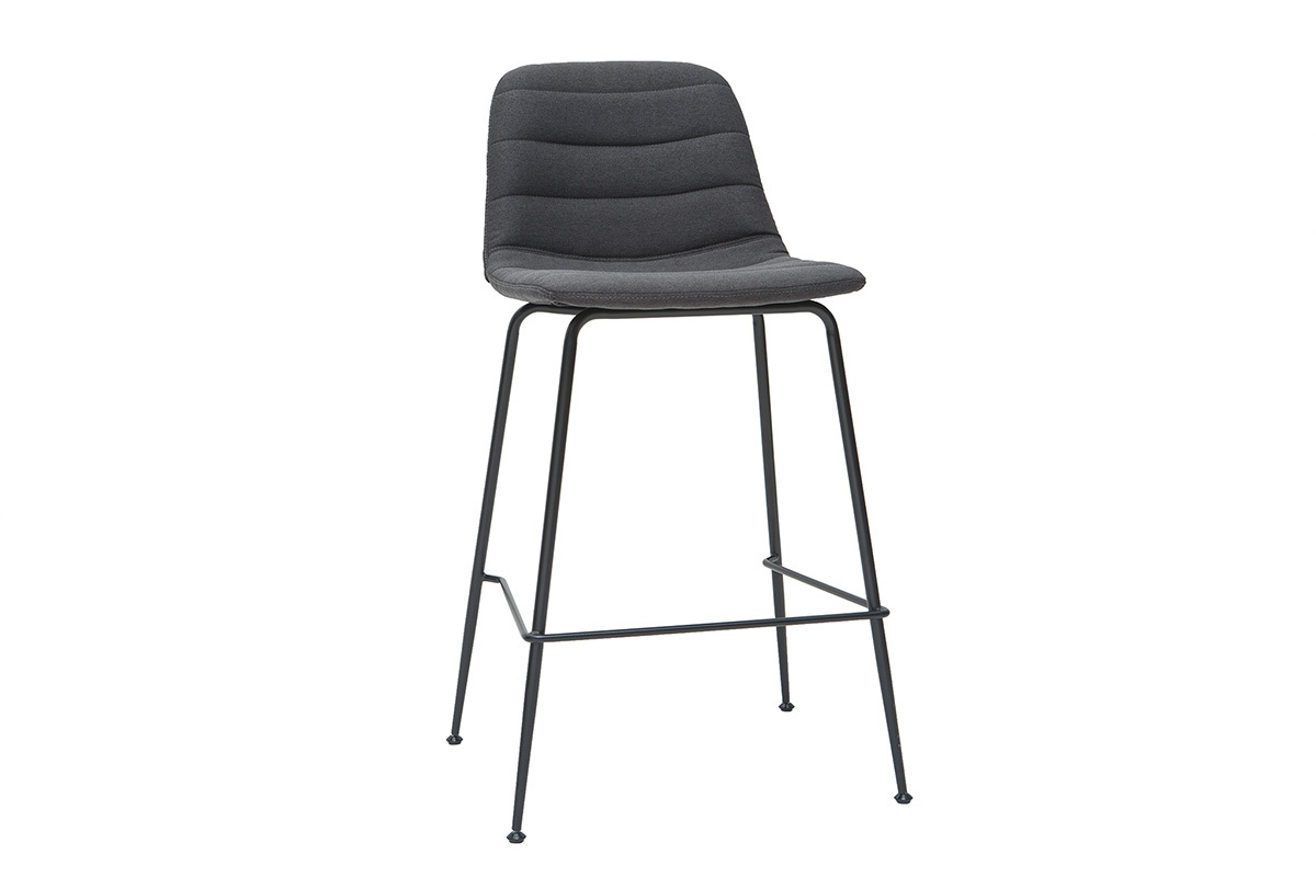 Set di 2 sgabelli da bar tessuto e metallo grigio scuro 65 cm SAURY