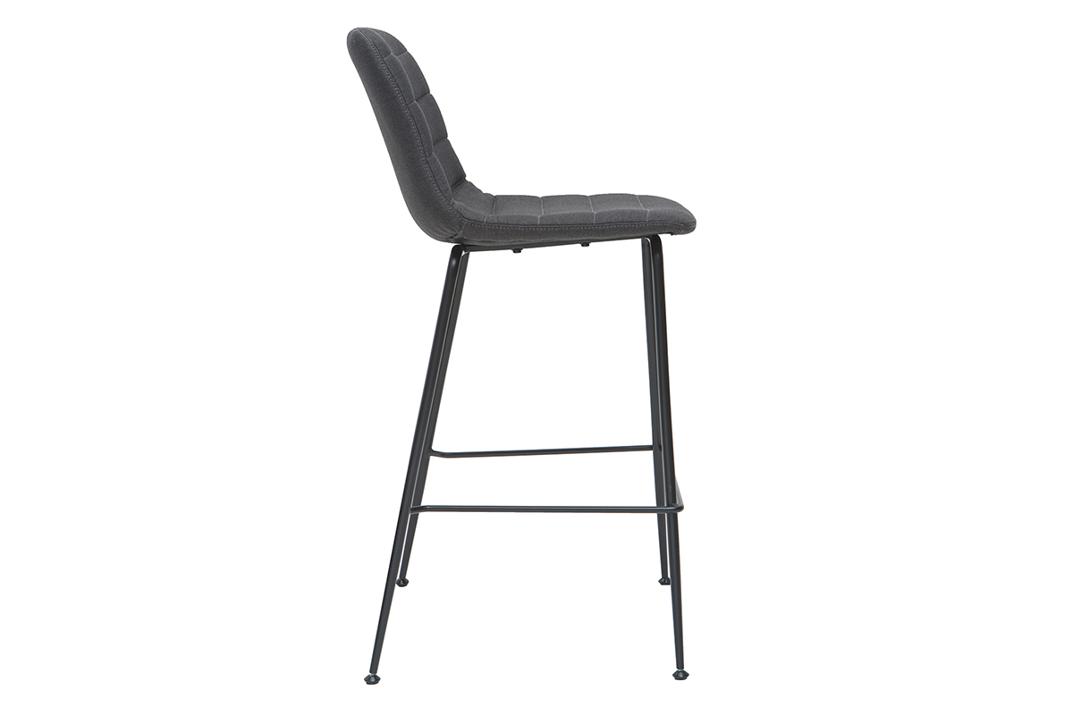 Set di 2 sgabelli da bar tessuto e metallo grigio scuro 65 cm SAURY