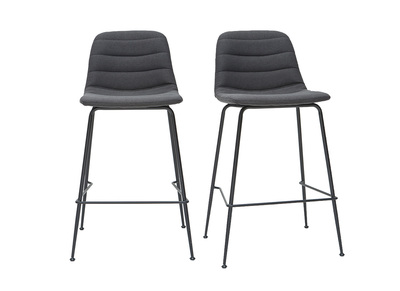 Set di 2 sgabelli da bar tessuto e metallo grigio scuro 65 cm SAURY