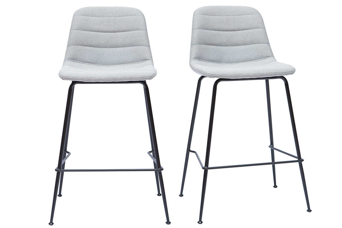 Set di 2 sgabelli da bar tessuto grigio chiaro 65 cm SAURY