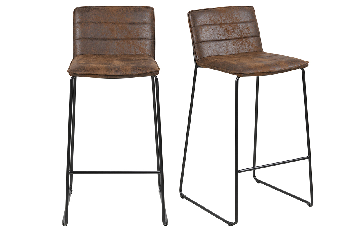 Set di 2 sgabelli da bar vintage marrone CLINT