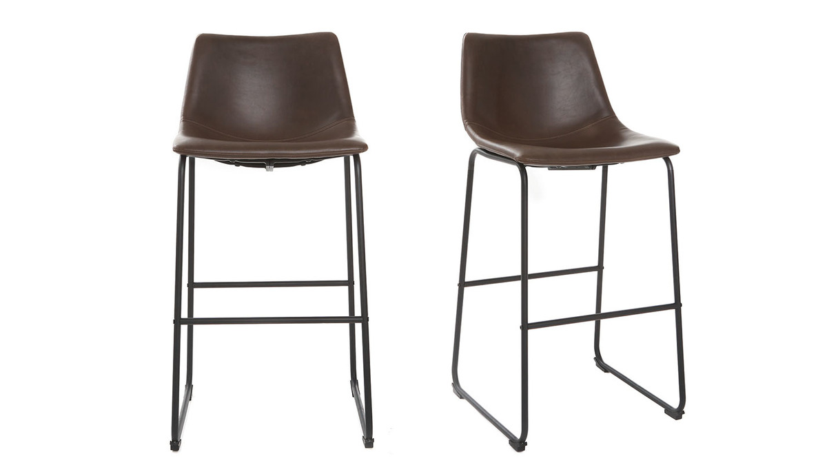 Set di 2 sgabelli da bar vintage PU marrone 73cm NEW ROCK
