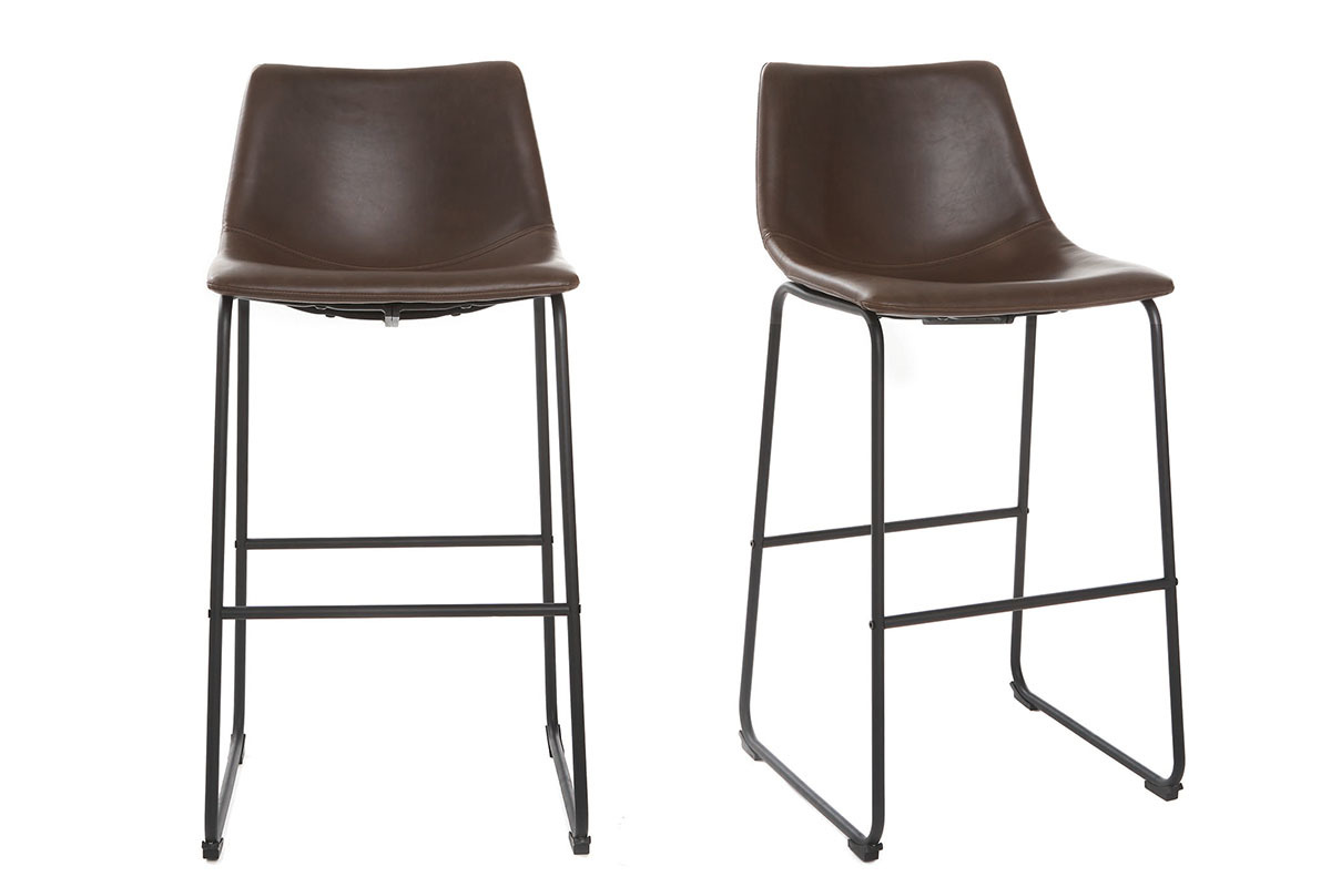 Set di 2 sgabelli da bar vintage PU marrone 73cm NEW ROCK