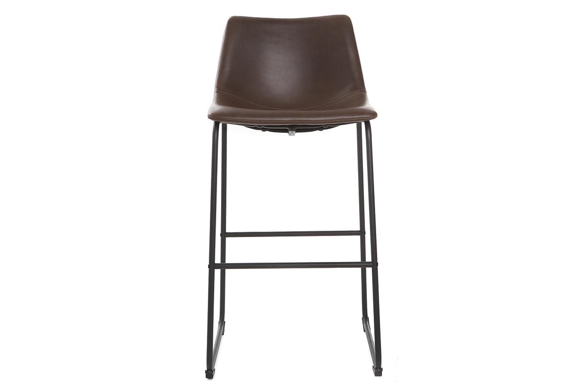 Set di 2 sgabelli da bar vintage PU marrone 73cm NEW ROCK