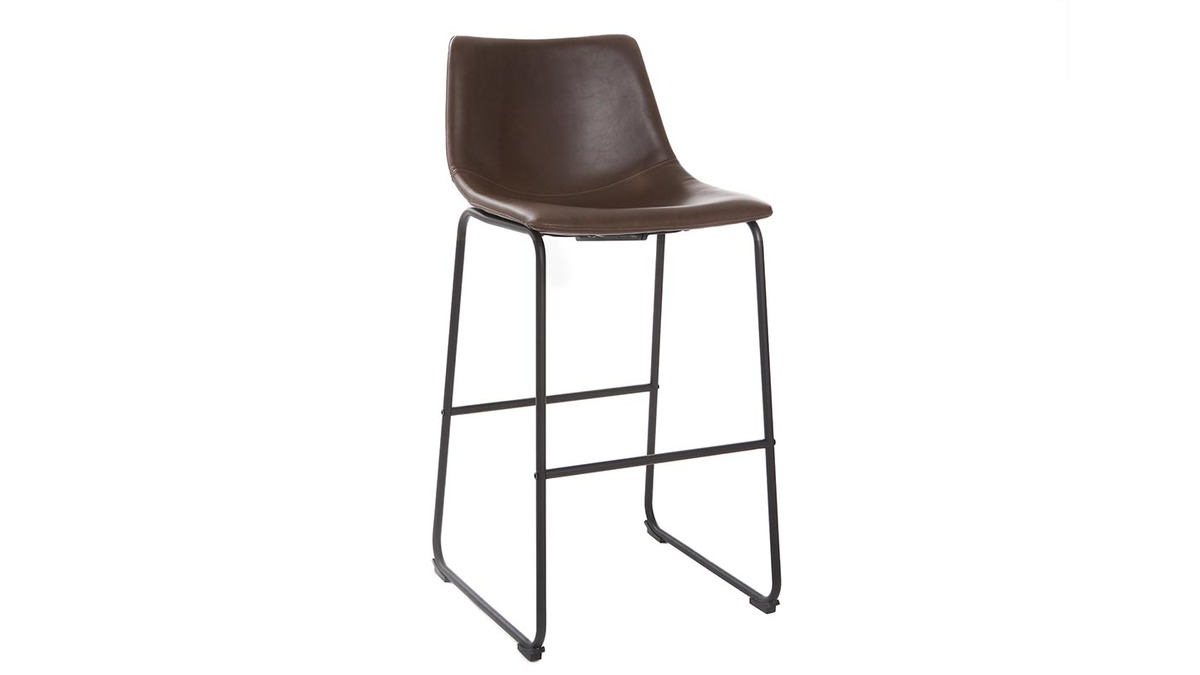 Set di 2 sgabelli da bar vintage PU marrone 73cm NEW ROCK