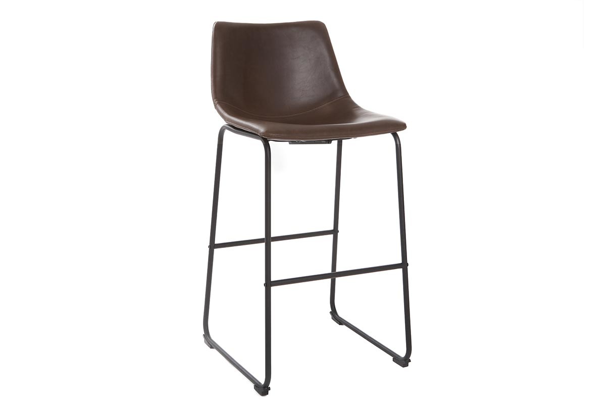 Set di 2 sgabelli da bar vintage PU marrone 73cm NEW ROCK