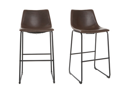 Set di 2 sgabelli da bar vintage PU marrone 73cm NEW ROCK