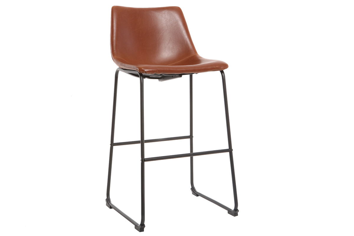 Set di 2 sgabelli da bar vintage PU marrone chiaro 73cm NEW ROCK