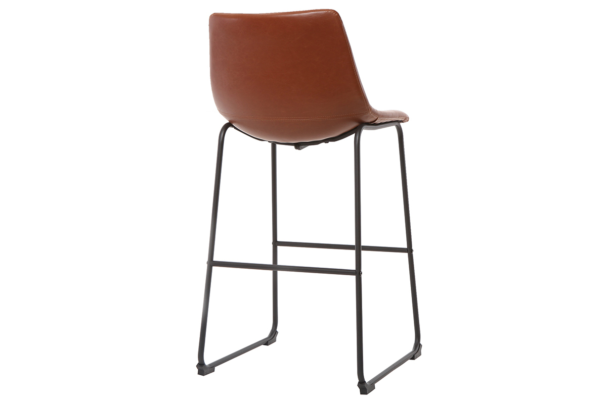 Set di 2 sgabelli da bar vintage PU marrone chiaro 73cm NEW ROCK