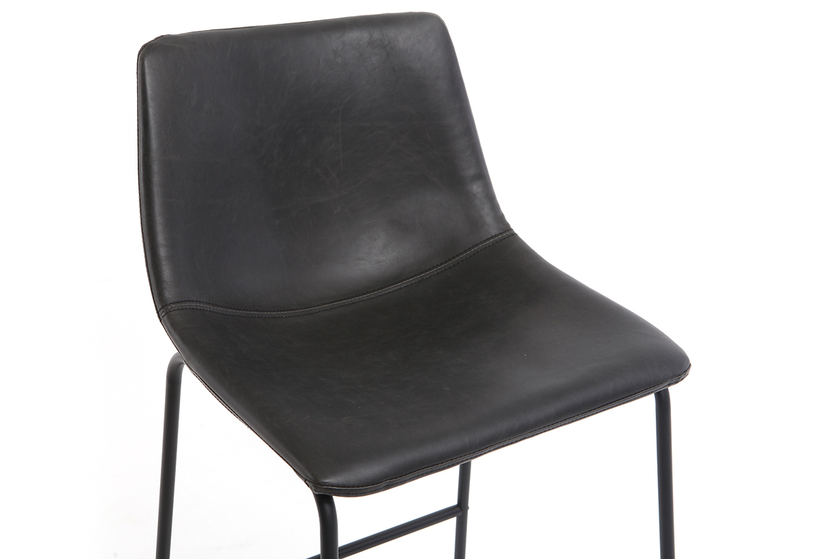 Set di 2 sgabelli da bar vintage PU nero NEW ROCK