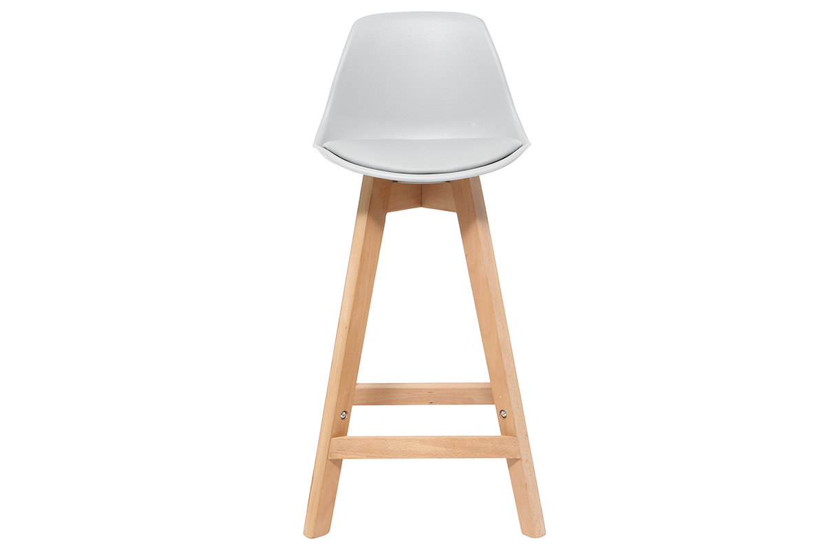 Set di 2 sgabelli design grigio chiaro e legno 65cm MINI PAULINE