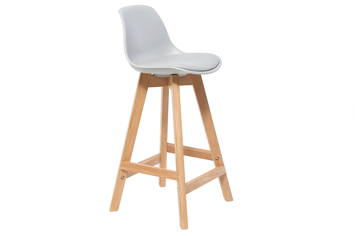 Set di 2 sgabelli design grigio chiaro e legno 65cm MINI PAULINE
