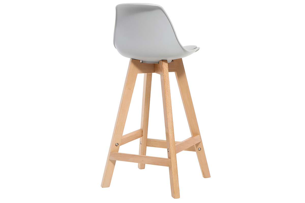 Set di 2 sgabelli design grigio chiaro e legno 65cm MINI PAULINE