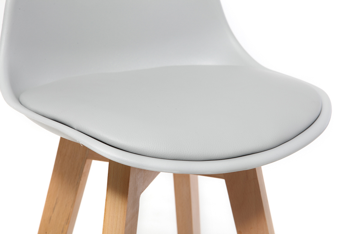 Set di 2 sgabelli design grigio chiaro e legno 65cm MINI PAULINE
