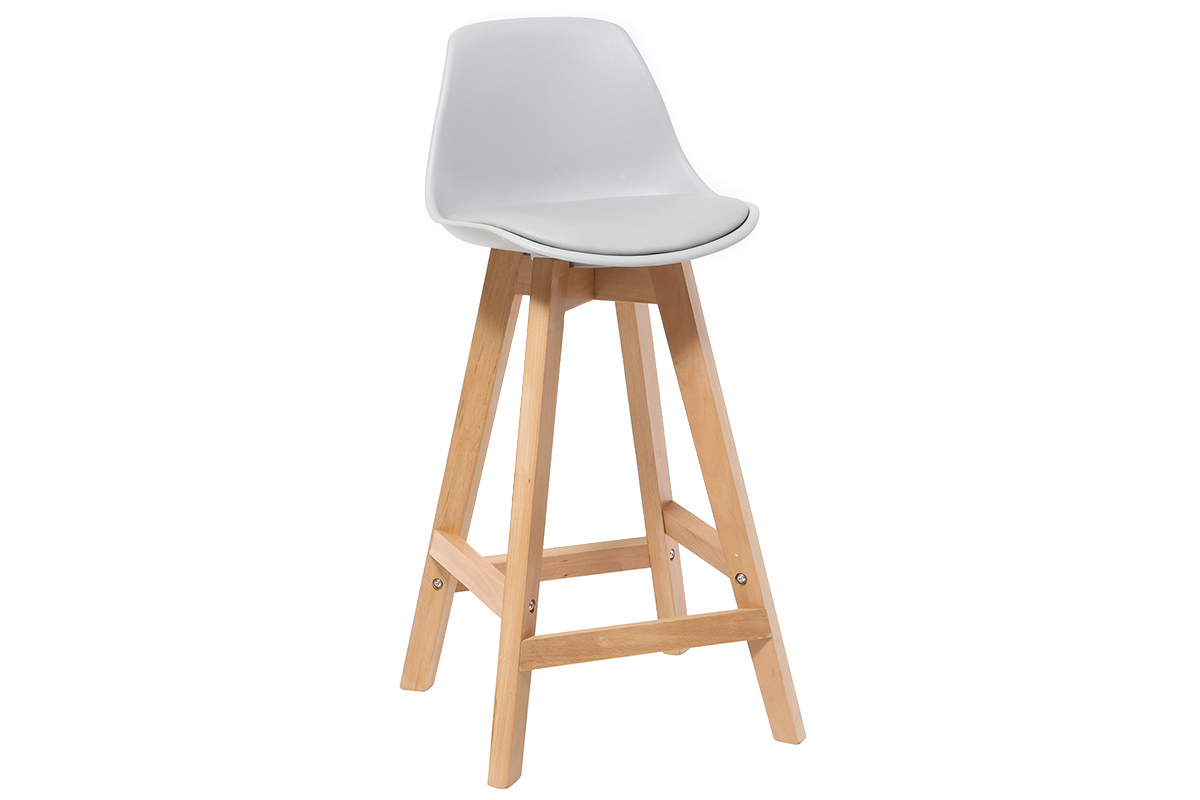 Set di 2 sgabelli design grigio chiaro e legno 65cm MINI PAULINE