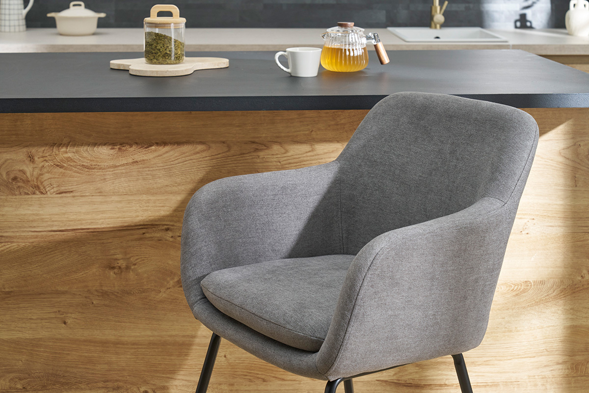 Set di 2 sgabelli in tessuto effetto velluto grigio 65 cm AMIKA