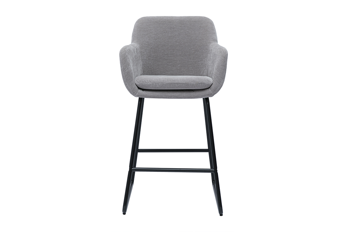 Set di 2 sgabelli in tessuto effetto velluto grigio 65 cm AMIKA