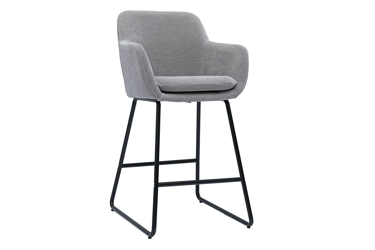 Set di 2 sgabelli in tessuto effetto velluto grigio 65 cm AMIKA