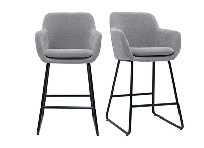 Set di 2 sgabelli in tessuto effetto velluto grigio 65 cm AMIKA