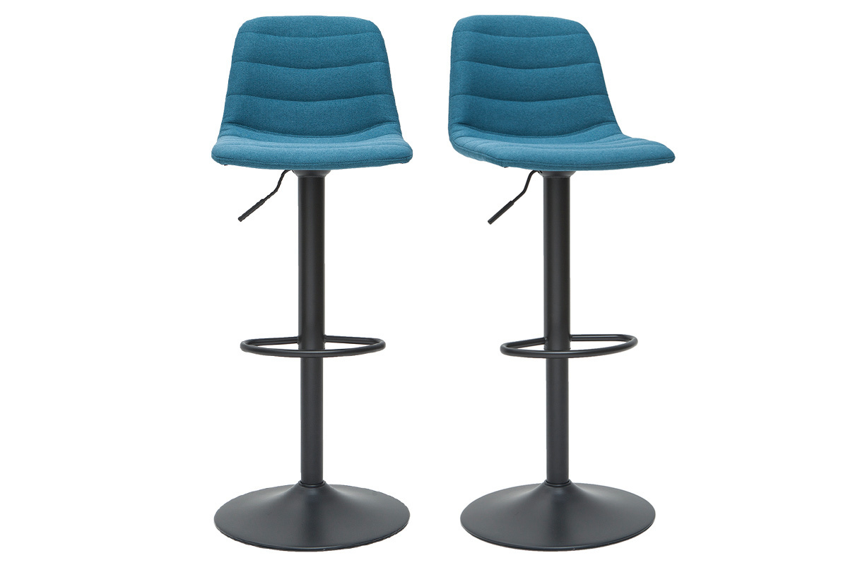 Set di 2 sgabelli regolabili tessuto e metallo blu anatra SAURY