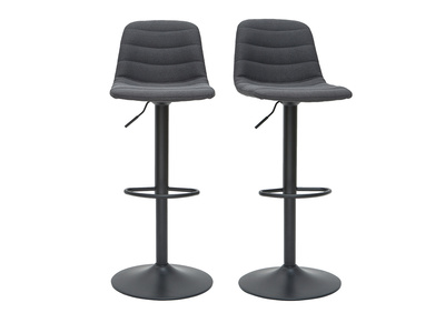 Set di 2 sgabelli regolabili tessuto e metallo grigio scuro SAURY