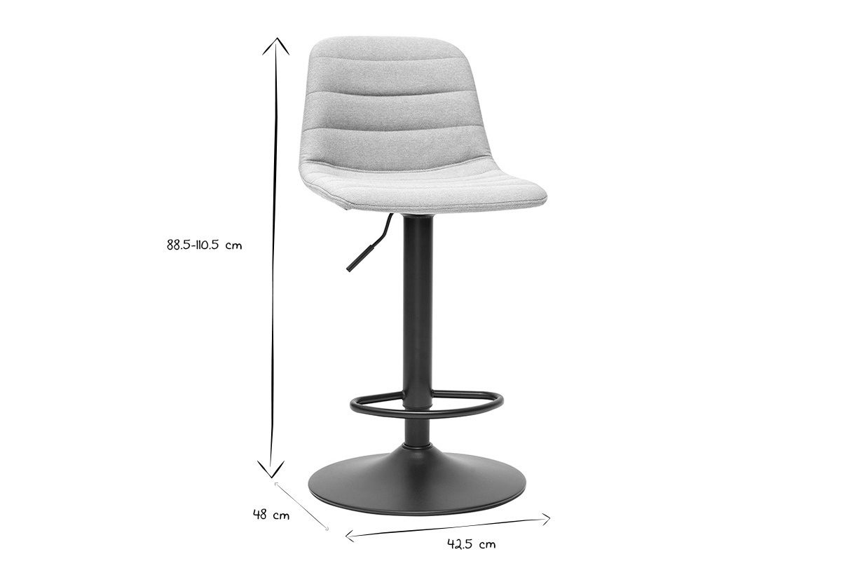 Set di 2 sgabelli regolabili tessuto grigio chiaro base metallo SAURY