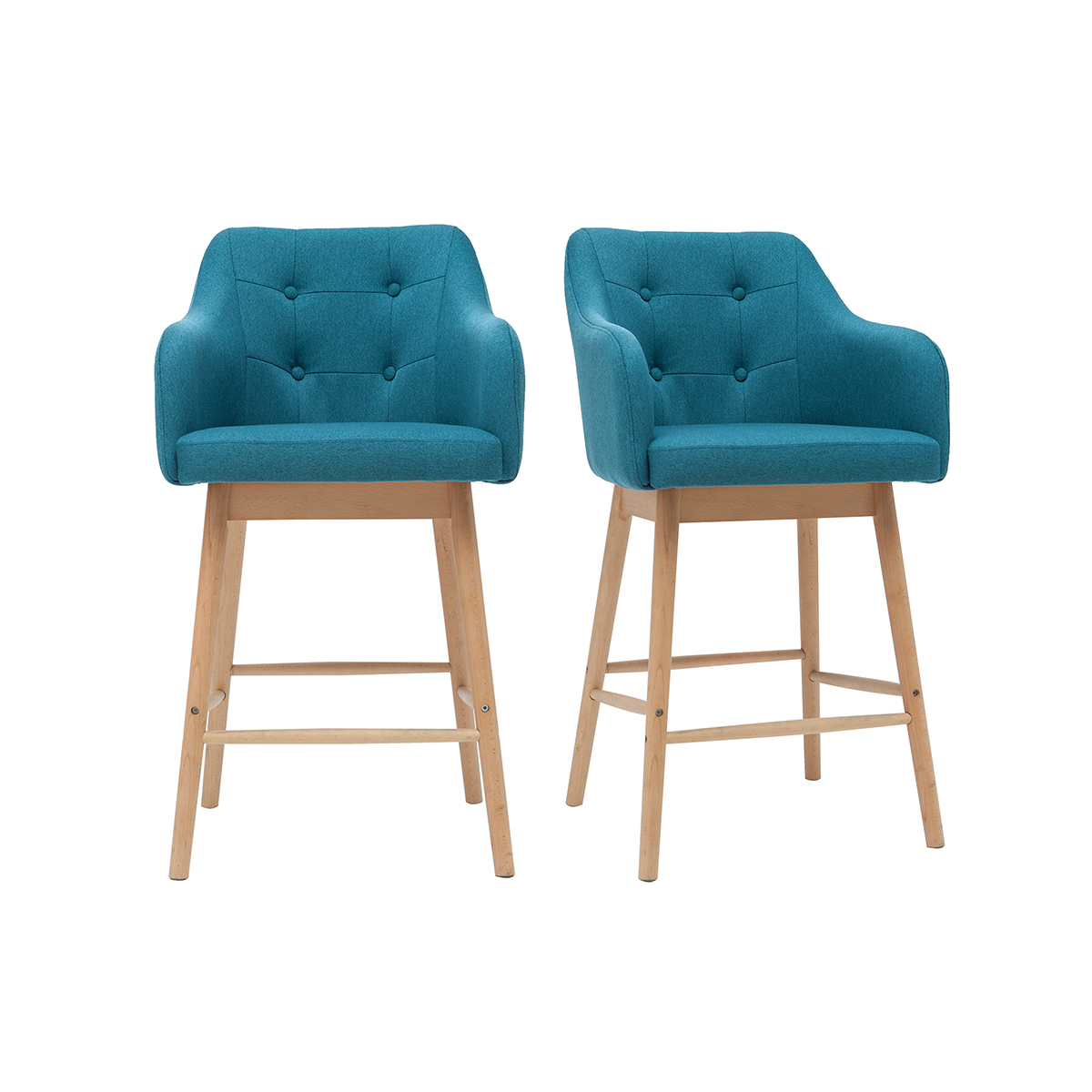 Set di 2 sgabelli scandinavi blu anatra e legno H64 cm BALTIK
