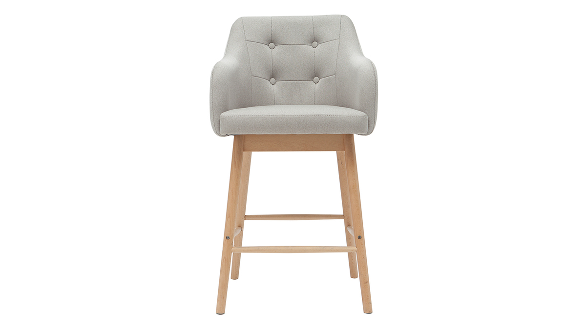 Set di 2 sgabelli scandinavi grigio chiaro e legno H64 cm BALTIK