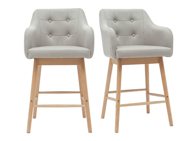 Set di 2 sgabelli scandinavi grigio chiaro e legno H64 cm BALTIK