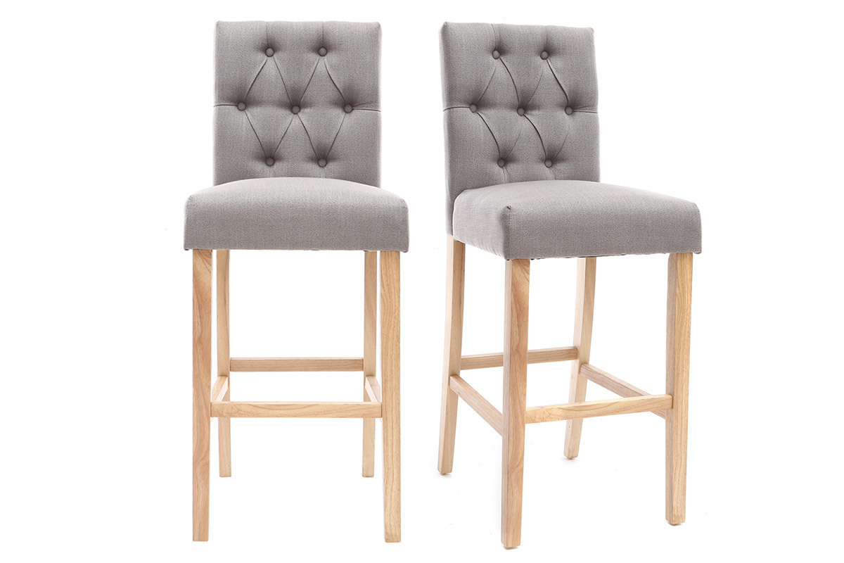 Set di 2 sgabelli/sedie da bar in tessuto Grigio chiaro 75cm RIVOLI