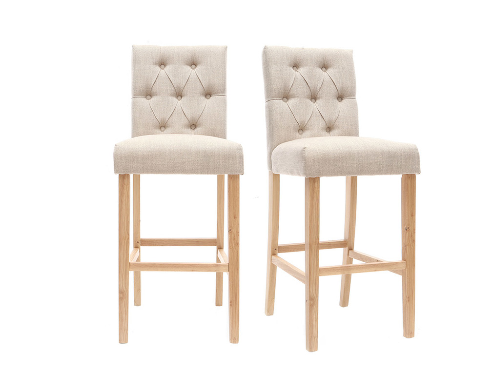 Set di 2 sgabelli/sedie da bar in tessuto Naturale 75cm RIVOLI - Miliboo