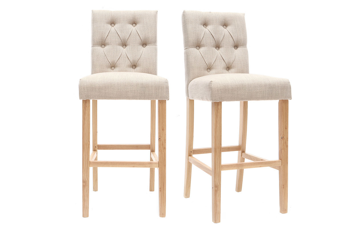 Set di 2 sgabelli/sedie da bar in tessuto Naturale 75cm RIVOLI