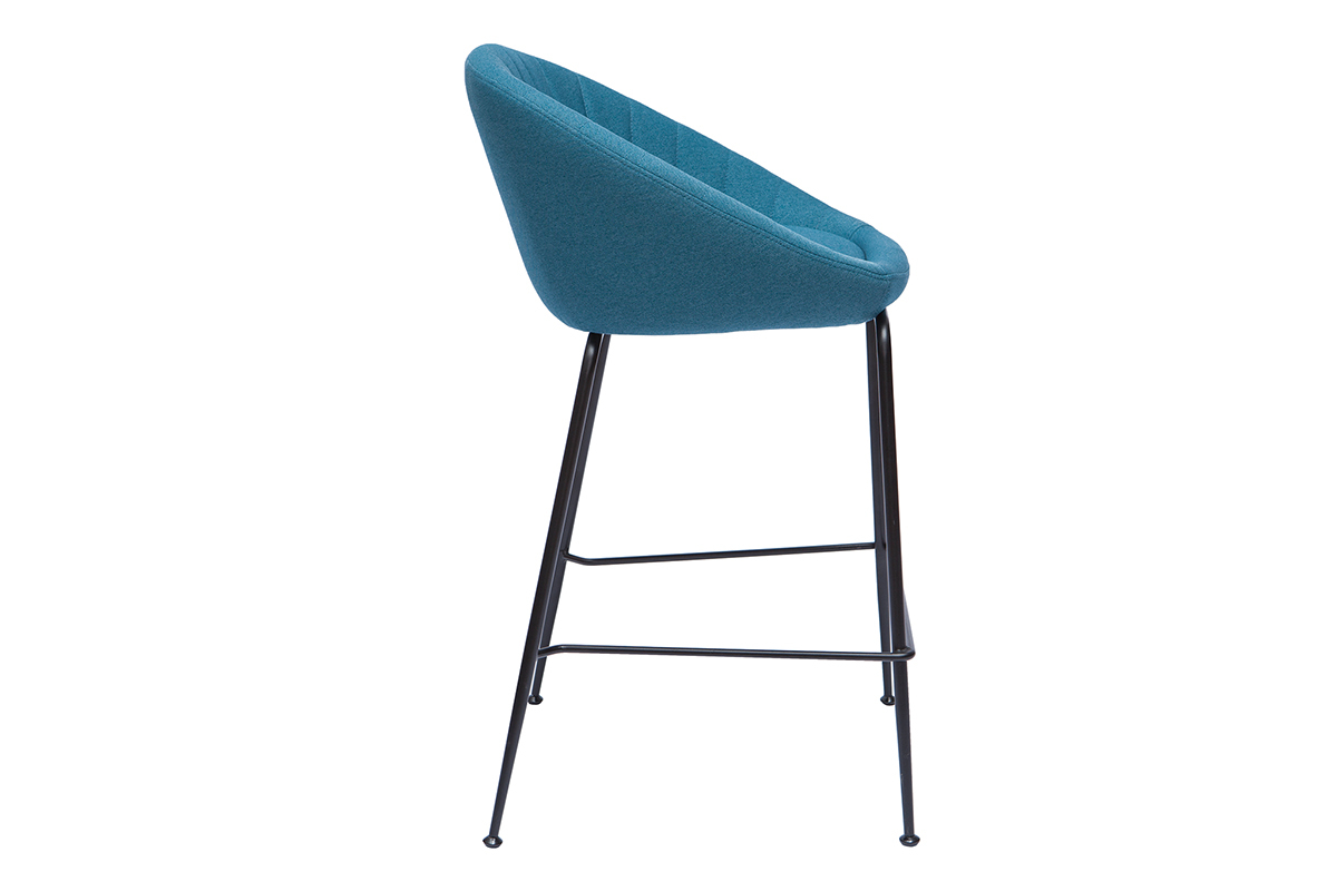 Set di 2 sgabelli tessuto blu anatra base metallo nero 65 cm set di 2 SHERU