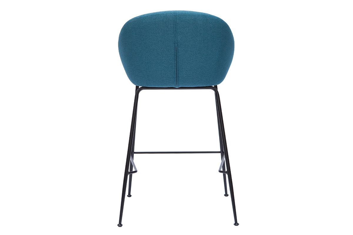 Set di 2 sgabelli tessuto blu anatra base metallo nero 65 cm set di 2 SHERU
