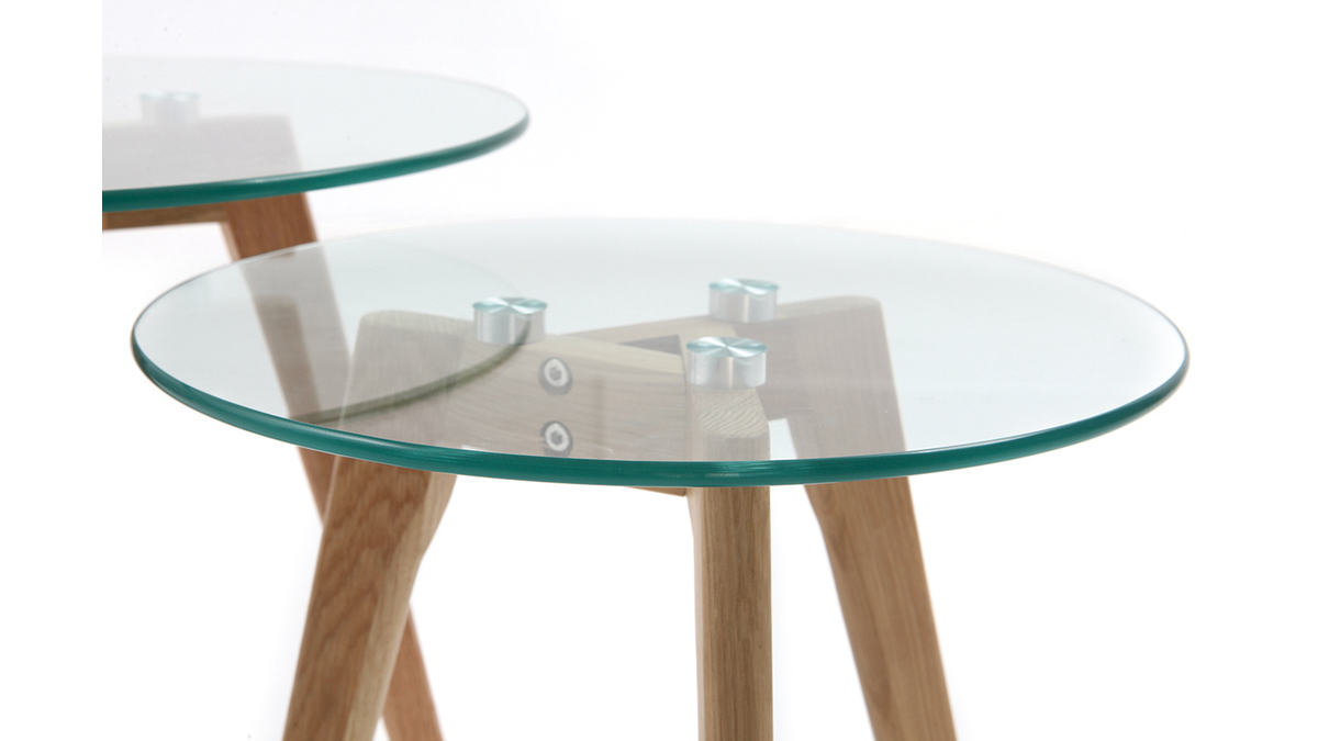 Set di 2 tavolini in legno di castano DAVOS