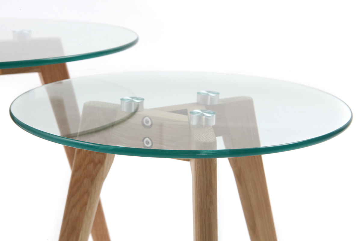 Set di 2 tavolini in legno di castano DAVOS