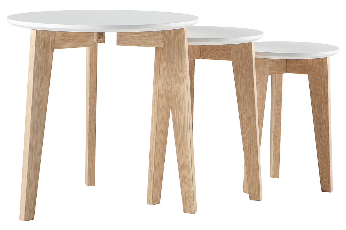 Set di 3 tavolini design laccati e legno naturale LARGO