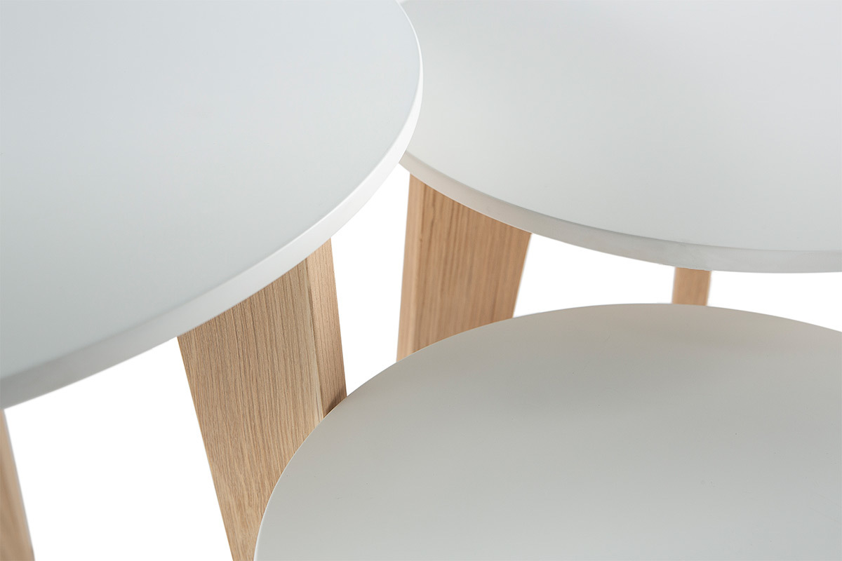 Set di 3 tavolini design laccati e legno naturale LARGO
