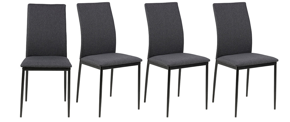 Set di 4 sedie design in tessuto grigio antracite LUCKY