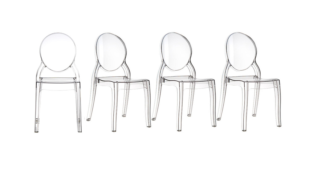 Set di 4 sedie design medaglione trasparente interno / esterno LOUISON